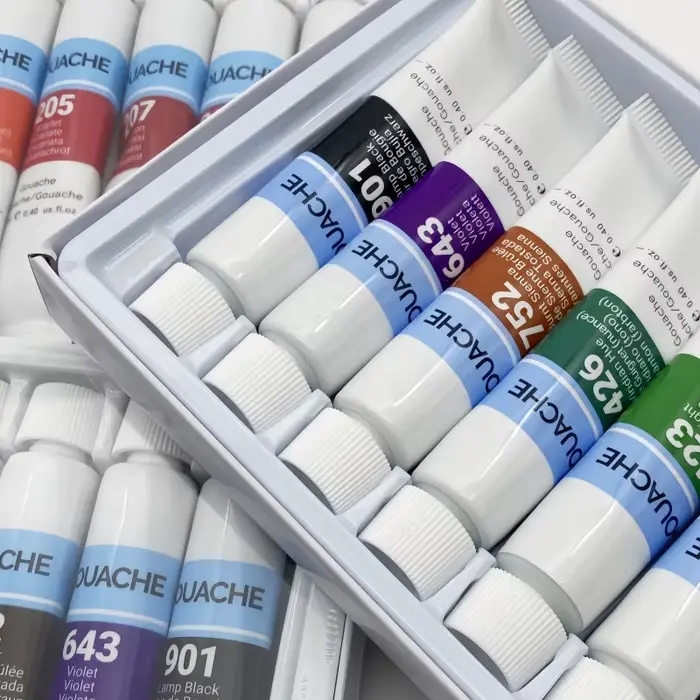 12 couleurs/24 couleurs Gouache peinture ensemble boîte Art