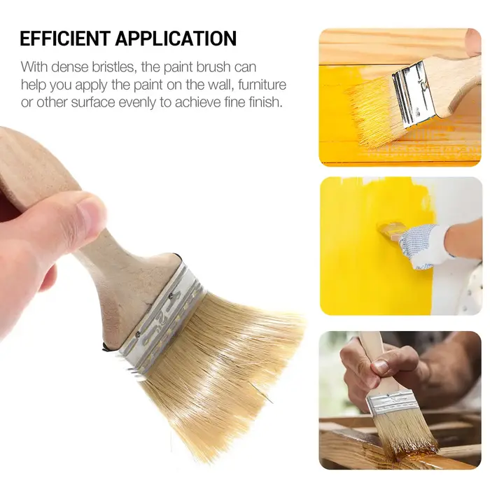 Lot de 10 pinceaux à finition lisse avec manche en bois robuste pour la décoration intérieure