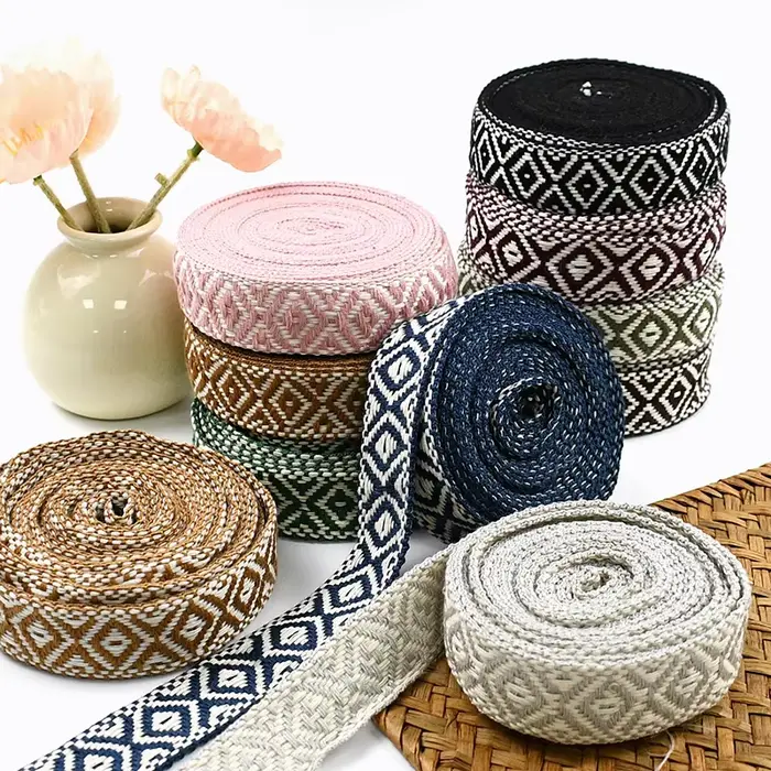 1 rouleau = 40 m, ruban jacquard ethnique de 25 mm