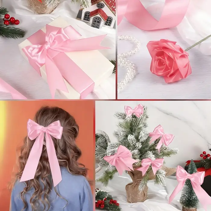 Ruban rose 1cm/2cm/2.5cm-ruban artisanal haut de gamme pour coffrets cadeaux