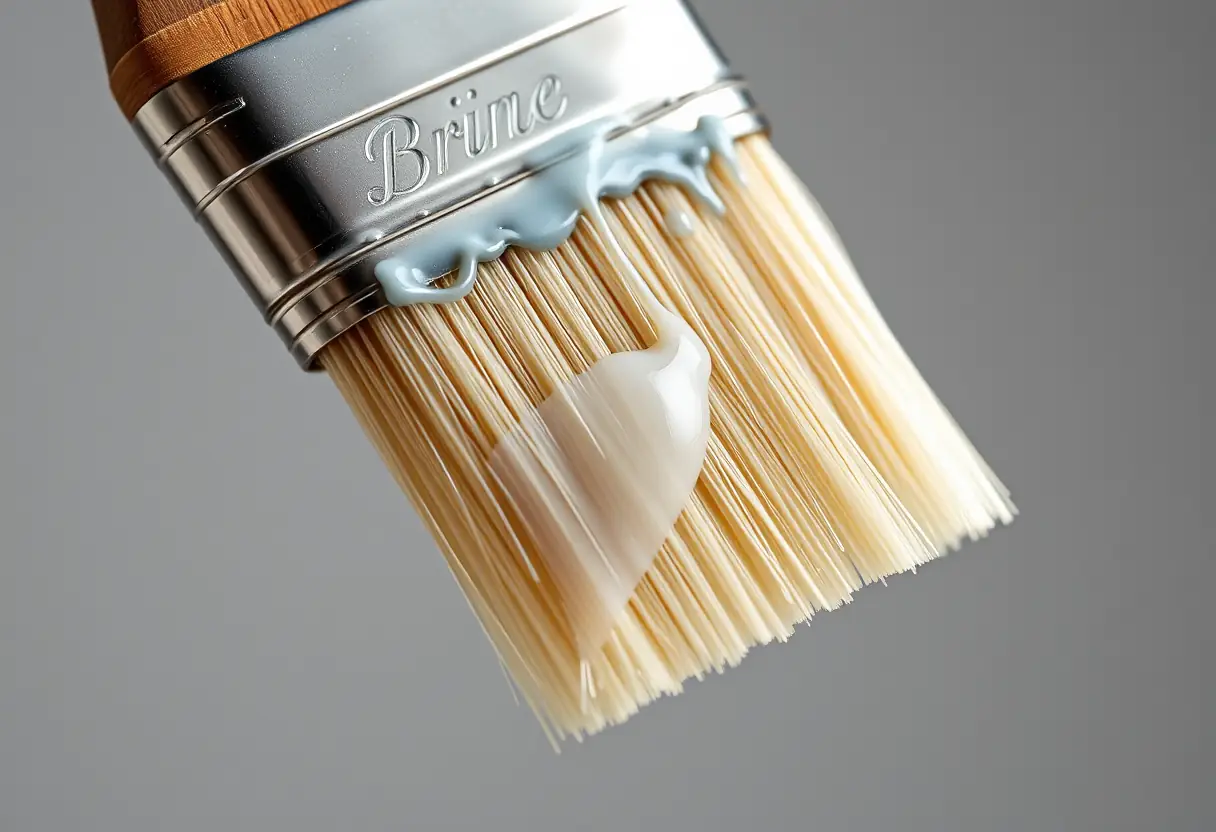 Brosse trempée dans un apprêt acrylique dans un atelier de peinture