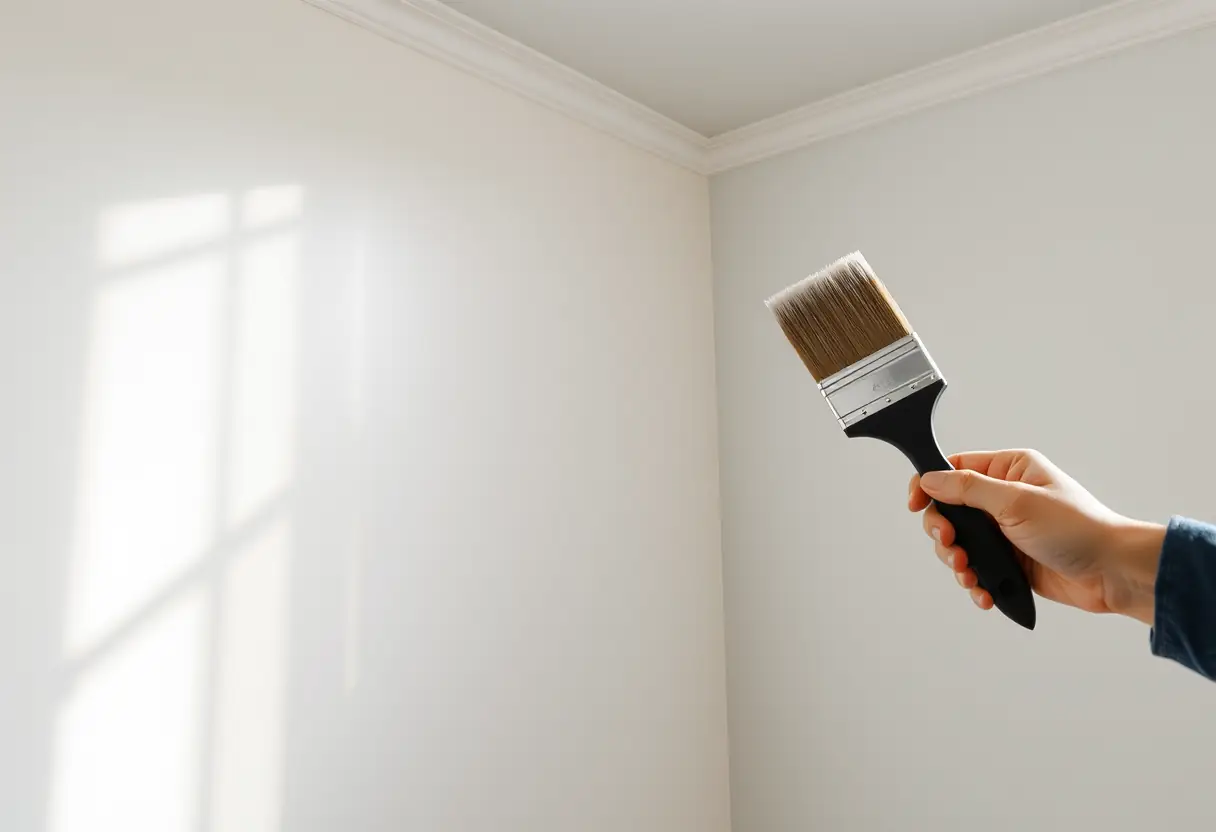 Finition lisse d'un mur peint intérieur avec couche de protection